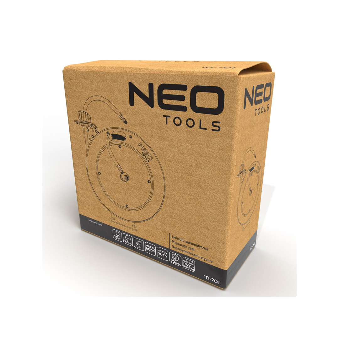 Pneumatinė ritė NEO, metalinė, atvira, 9,5 mm x 15 m HEAVY DUTY 1 Pneumatinė ritė NEO, metalinė, atvira, 9,5 mm x 15 m HEAVY DUTY 1