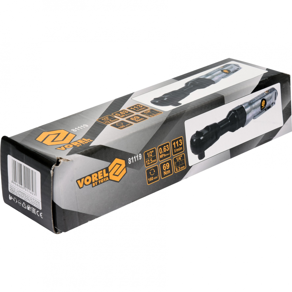 Pneumatinė terkšlė - veržliasukis Vorel, 12,5 mm (1/2"), 69 Nm 3 Pneumatinė terkšlė - veržliasukis Vorel, 12,5 mm (1/2"), 69 Nm 3