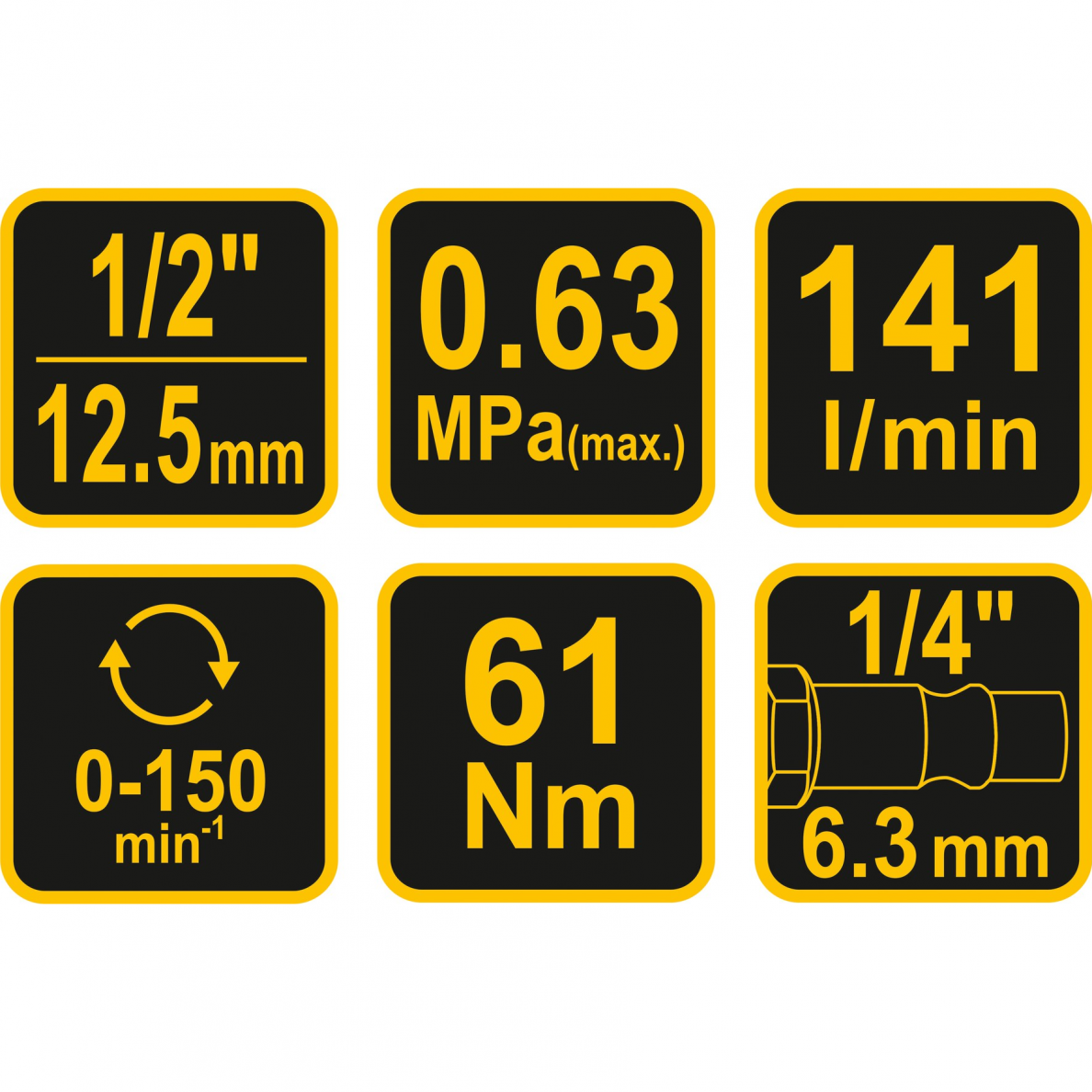 Pneumatinė terkšlė - veržliasukis Vorel, 12,5 mm (1/2"), 61 Nm 4