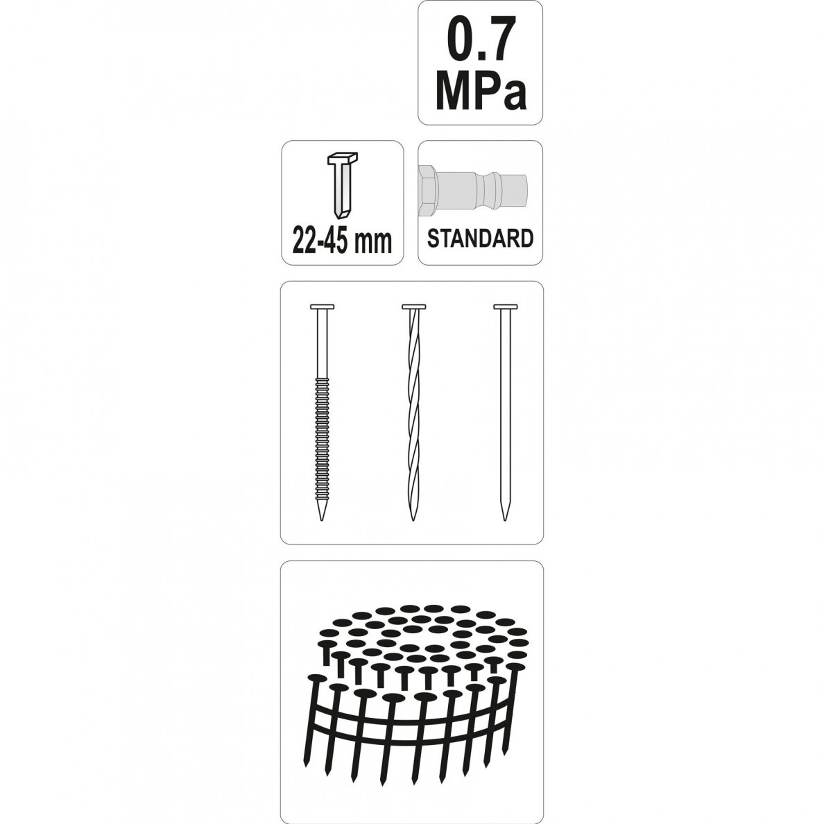Pneumatinis viniamūšis būgninis Yato 22-45 mm 3 Pneumatinis viniamūšis būgninis Yato 22-45 mm 3