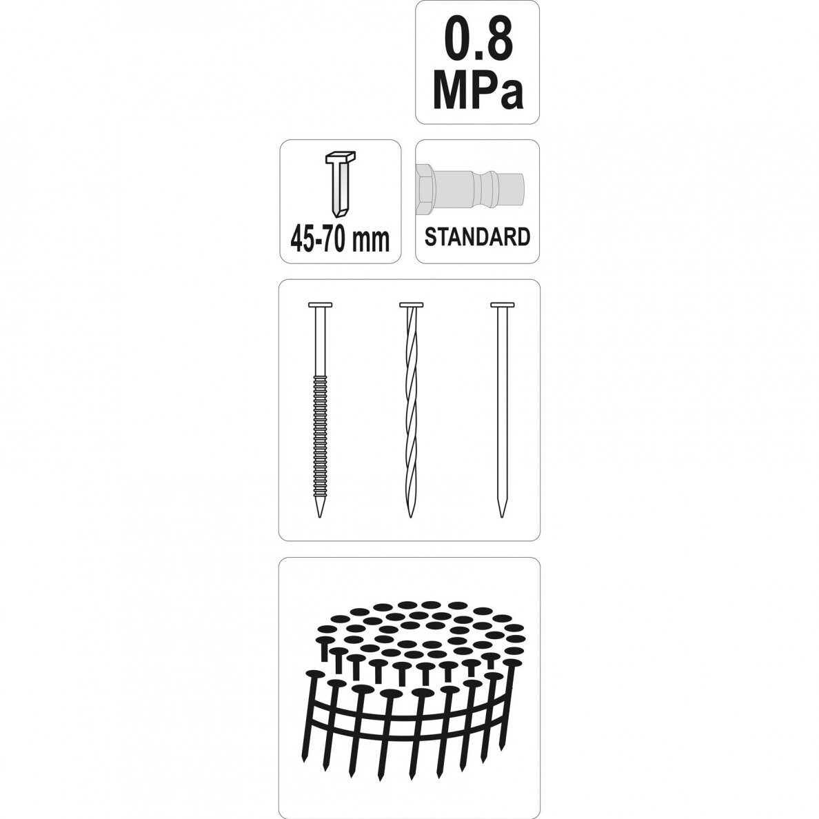 Pneumatinis viniamūšis būgninis Yato 45-70 mm 2 Pneumatinis viniamūšis būgninis Yato 45-70 mm 2