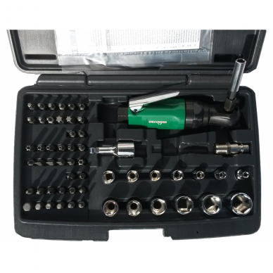 Pneumatinės terkšlės - veržliasukio rinkinys UnoStar, 10 mm (3/8"), 1/4" (6.3 mm) antgaliams 1 Pneumatinės terkšlės - veržliasukio rinkinys UnoStar, 10 mm (3/8"), 1/4" (6.3 mm) antgaliams 1