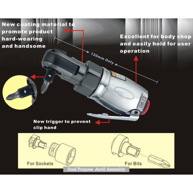 Pneumatinės terkšlės - veržliasukio rinkinys UnoStar, 10 mm (3/8"), 1/4" (6.3 mm) antgaliams 3 Pneumatinės terkšlės - veržliasukio rinkinys UnoStar, 10 mm (3/8"), 1/4" (6.3 mm) antgaliams 3