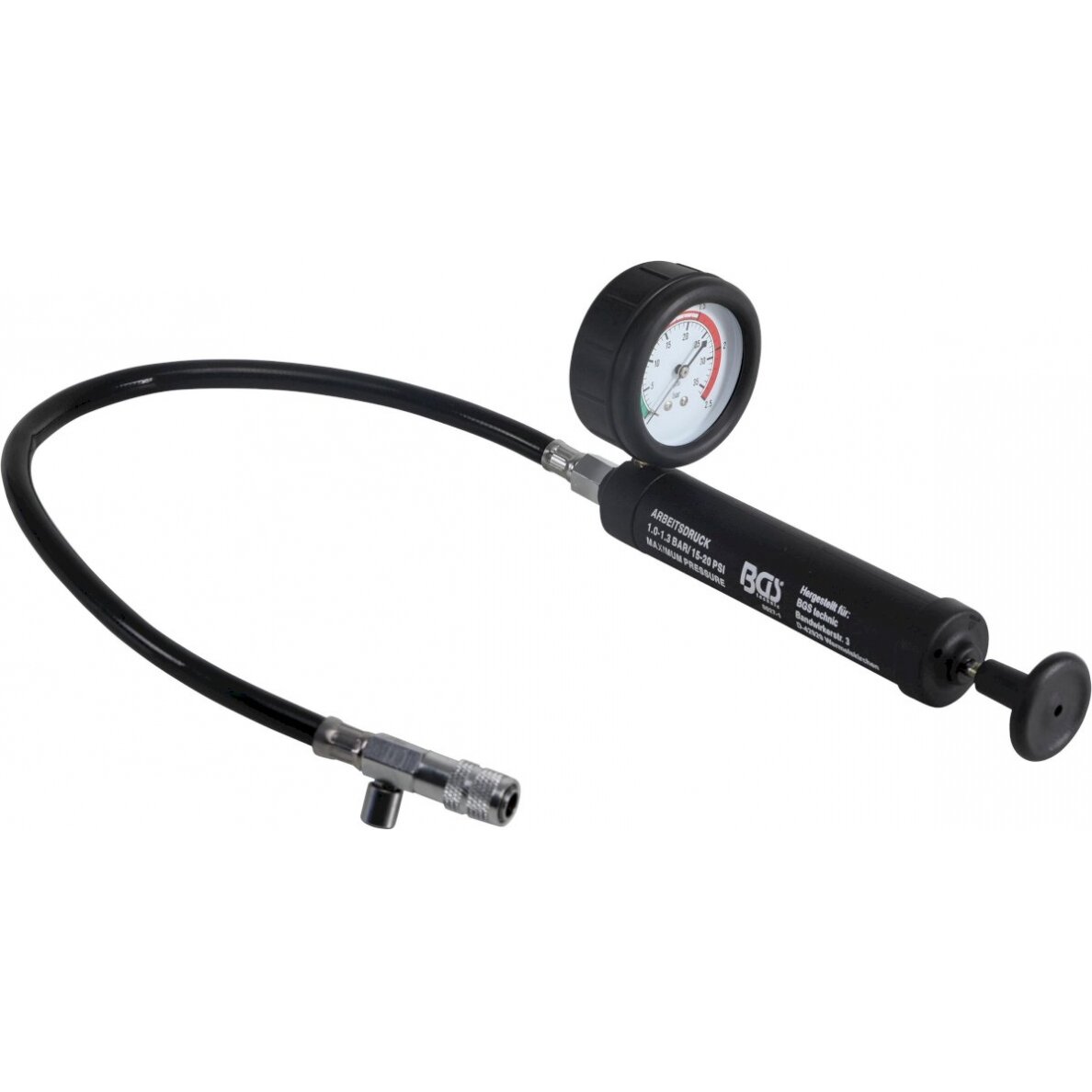 Pompa su manometru radiatorių spaudimui 0 - 25 bar BGS 8027, 8098 (8027-1) Pompa su manometru radiatorių spaudimui 0 - 25 bar BGS 8027, 8098 (8027-1)