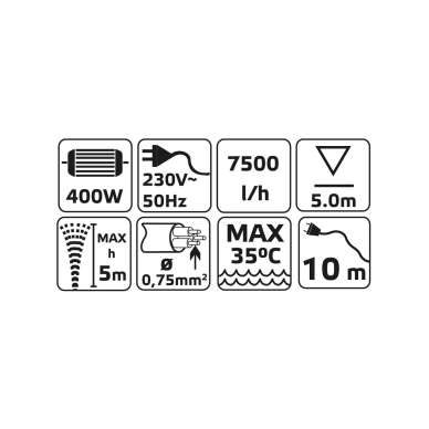 Panardinamas siurblys purvinam vandeniui VERTO 52G441, 400W 6 Panardinamas siurblys purvinam vandeniui VERTO 52G441, 400W 6