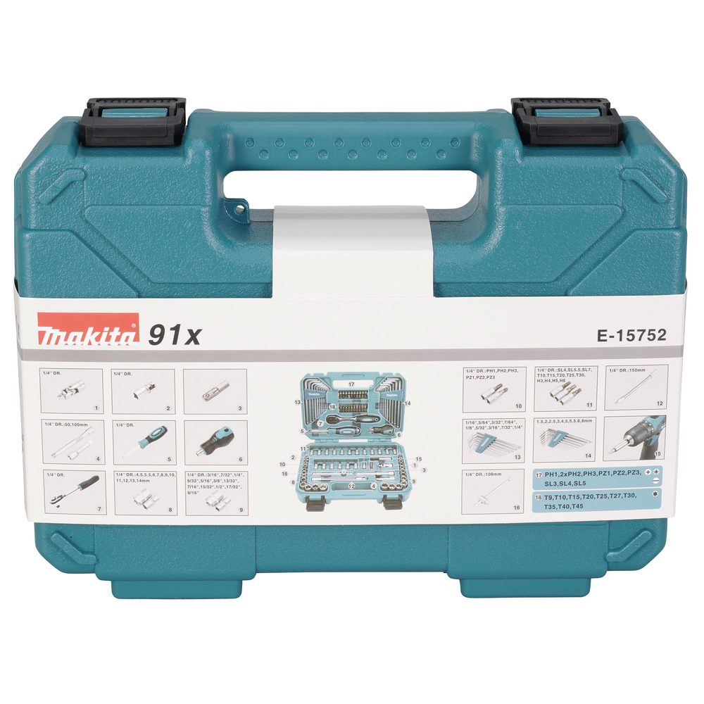 Įrankių rinkinys Makita E-15752, 91 vnt. 4