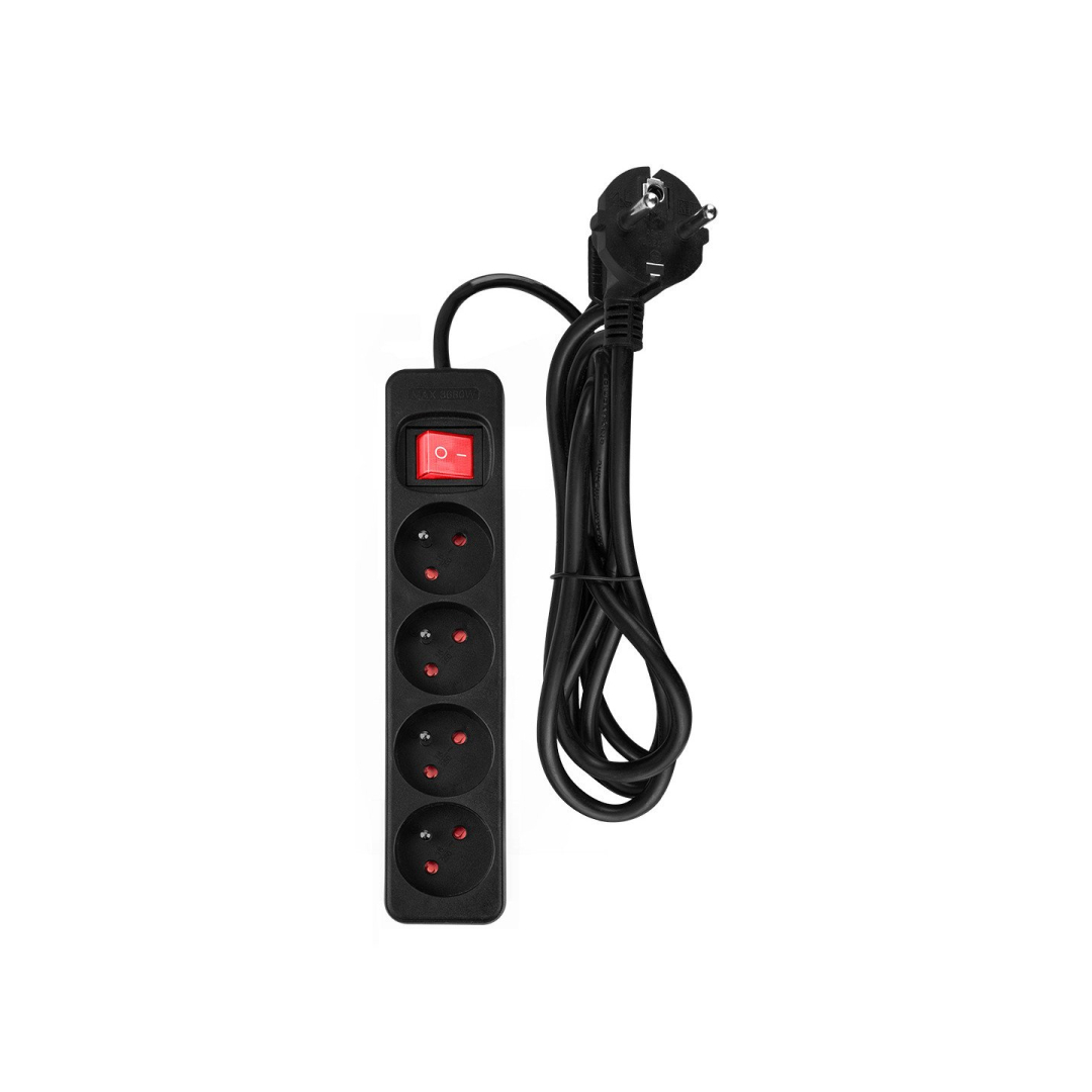 Prailginamasis laidas 1,5 m, 3x1,5 mm2, 4G, juodas, ON/OFF