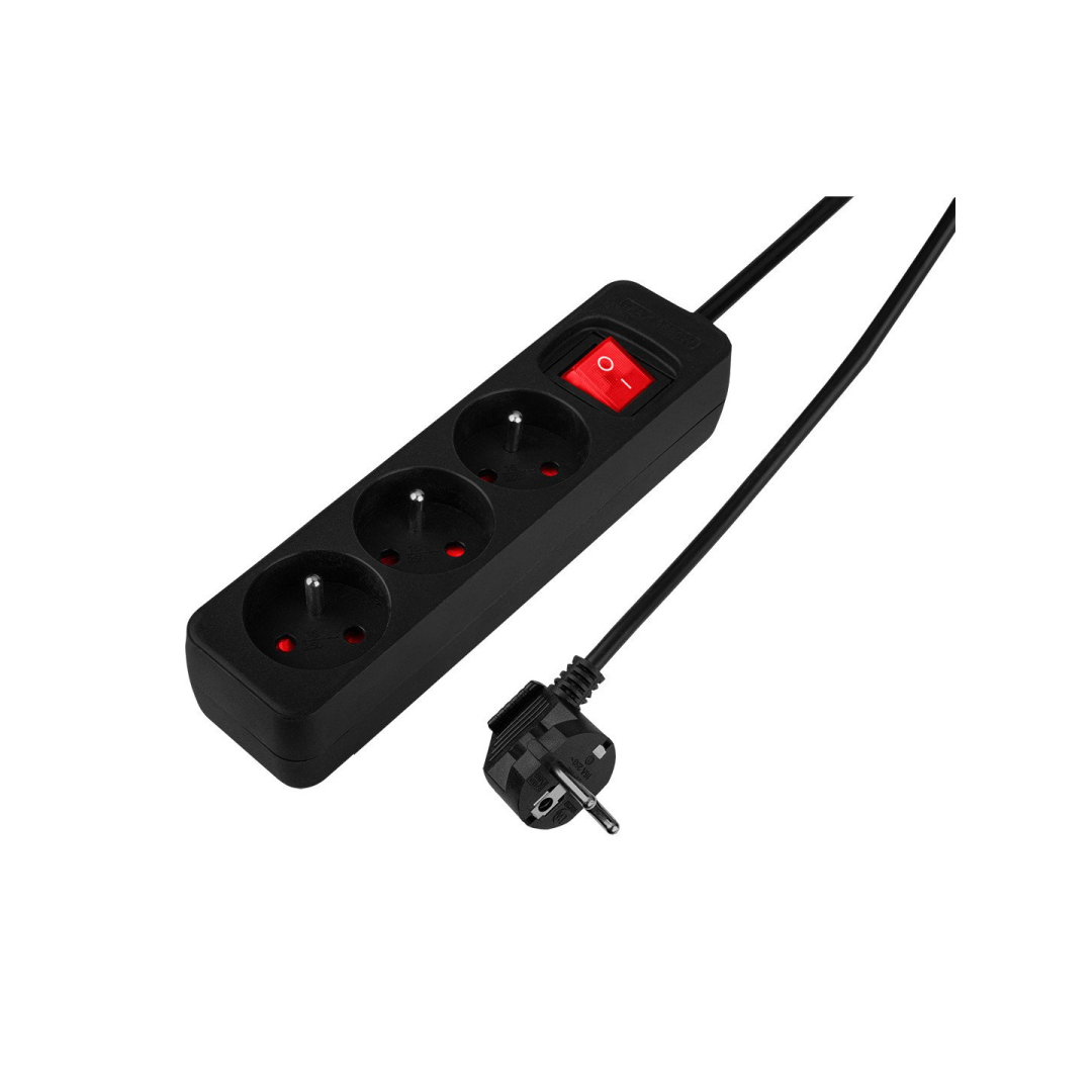 Prailginamasis laidas 3m, 3x1,5mm2, 3G, juodas, ON/OFF 8