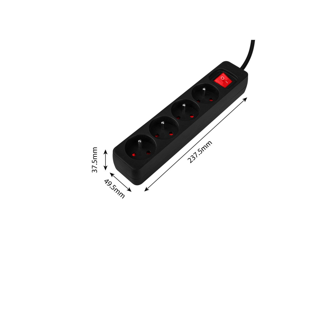 Prailginamasis laidas 3m, 3x1,5mm2, 4G, juodas, ON/OFF 7