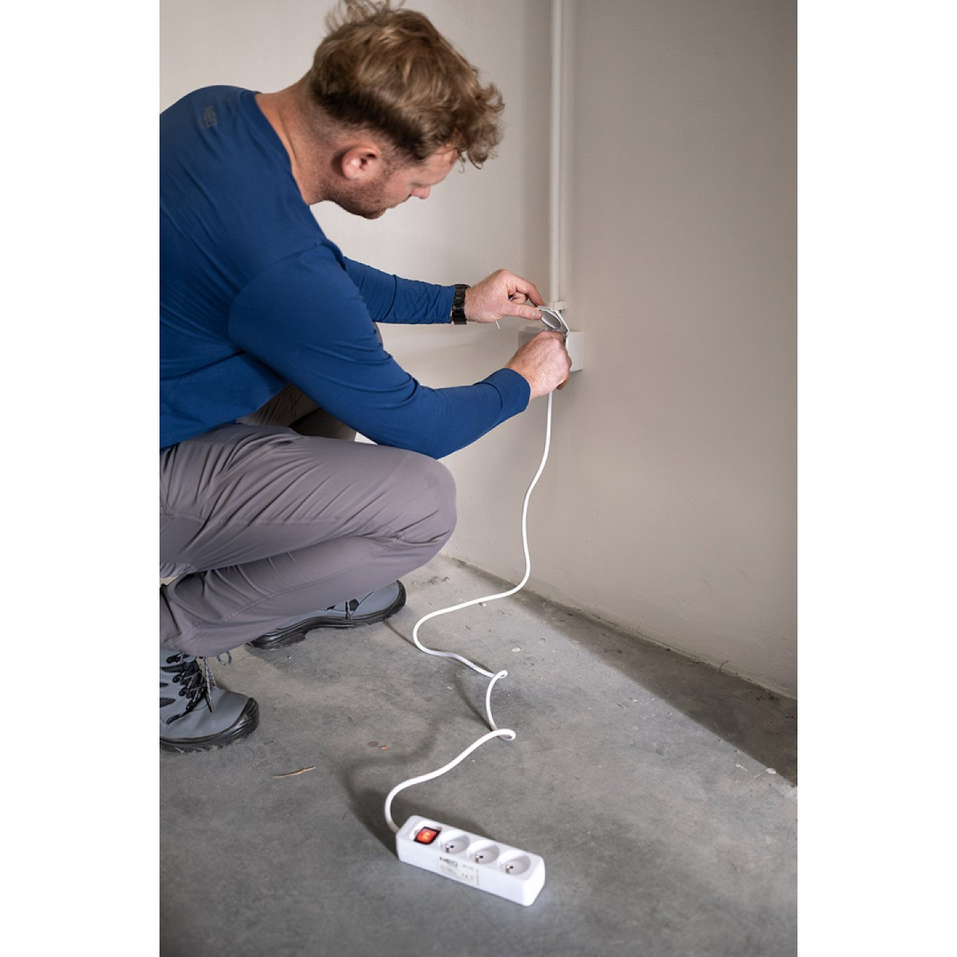 Prailginamasis laidas 5m, 3x1,5mm2, 3G, baltas, ON/OFF 3