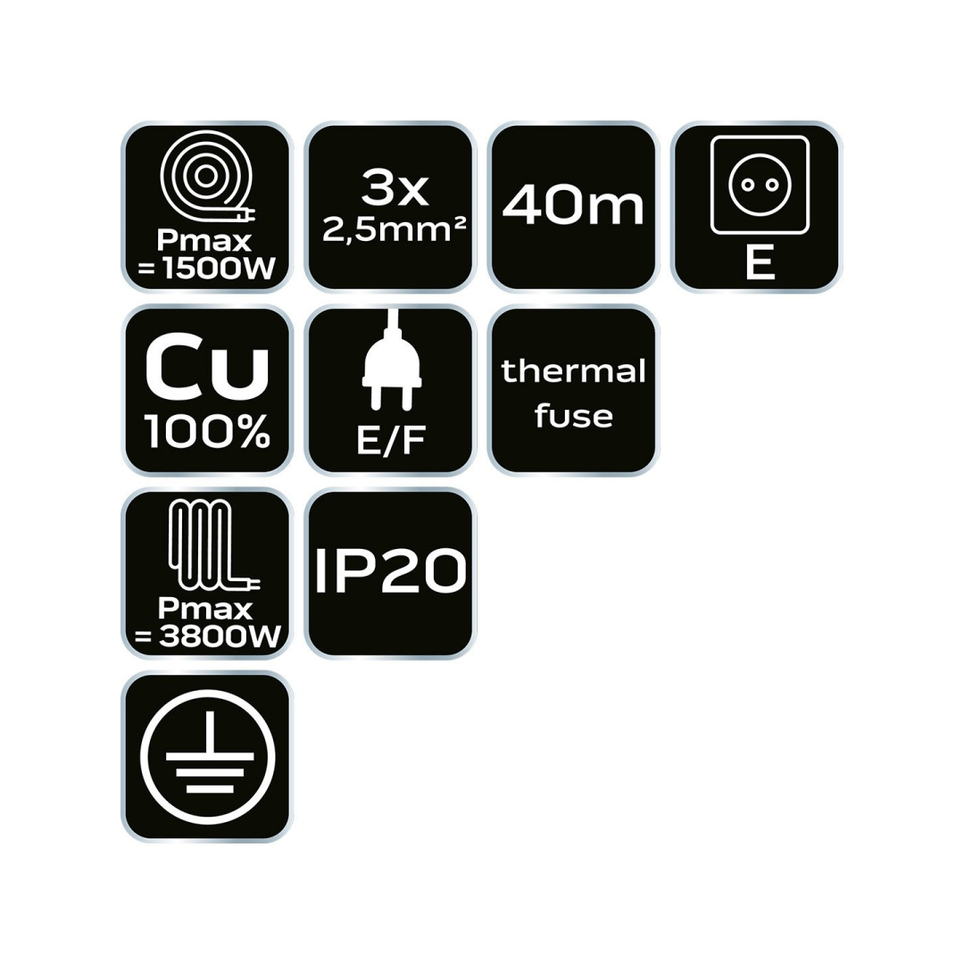 Prailginimo kabelio ritė 40m, 3x2,5mm2 7 Prailginimo kabelio ritė 40m, 3x2,5mm2 7