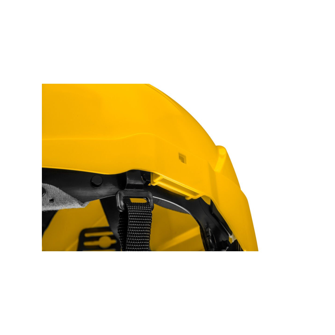 Pramoninis šalmas darbui aukštyje, geltonos spalvos 4 Pramoninis šalmas darbui aukštyje, geltonos spalvos 4