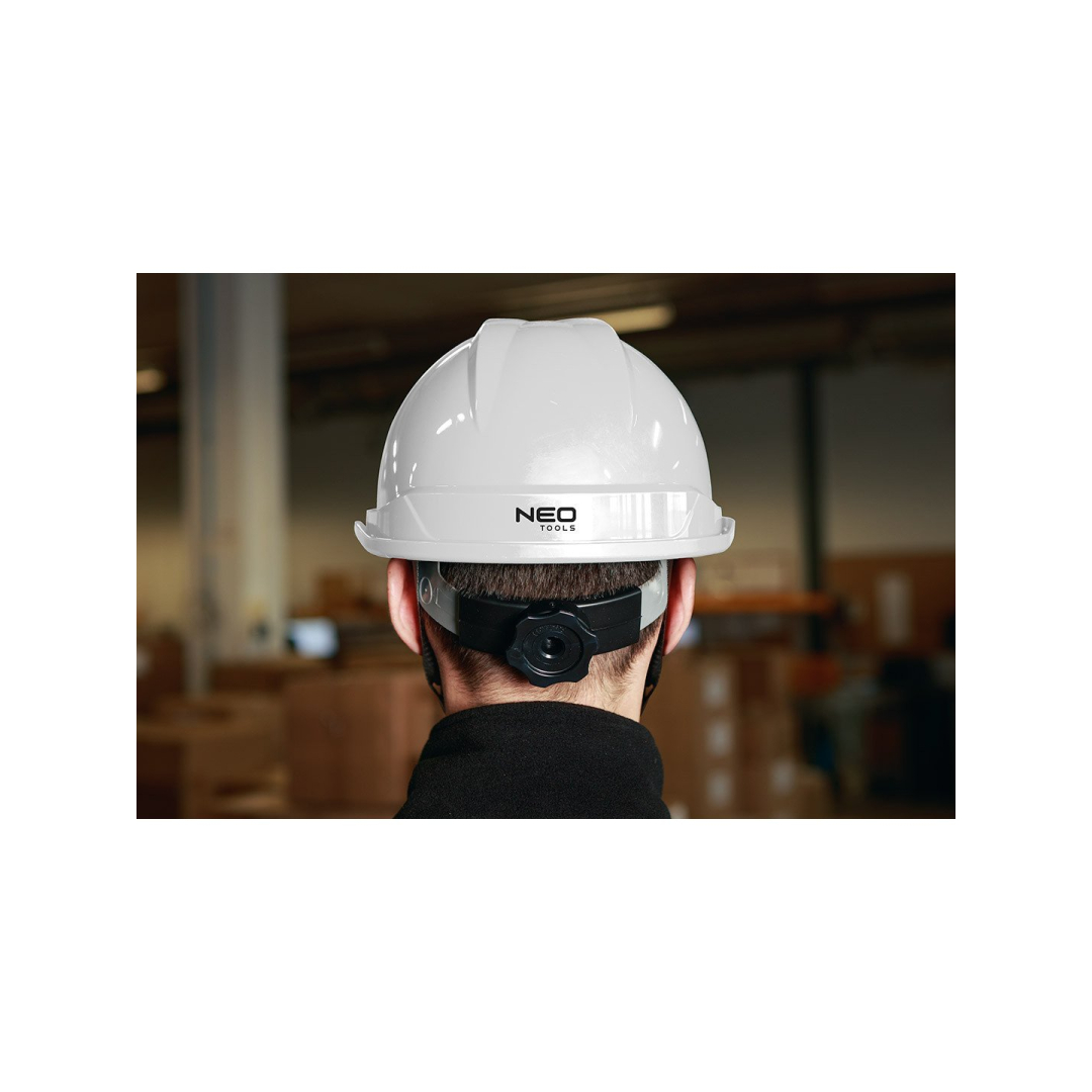 Pramoninis šalmas su smakro dirželiu, baltas 3 Pramoninis šalmas su smakro dirželiu, baltas 3