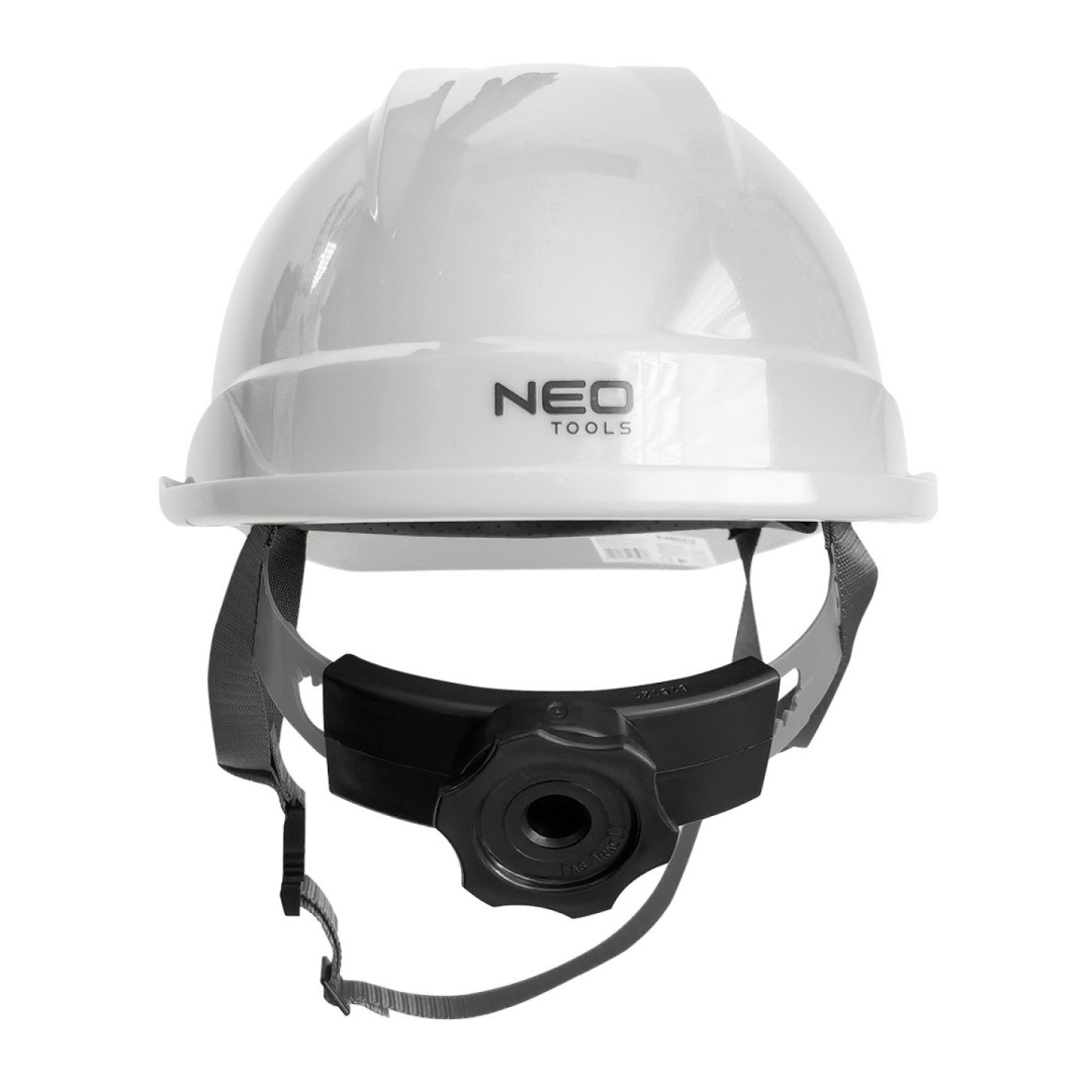 Pramoninis šalmas su smakro dirželiu, baltas 4 Pramoninis šalmas su smakro dirželiu, baltas 4