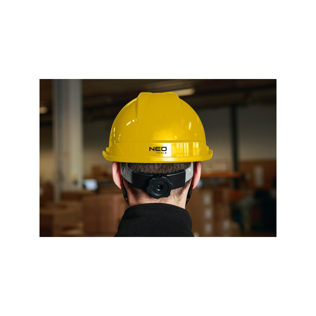 Pramoninis šalmas su smakro dirželiu, geltonas 3