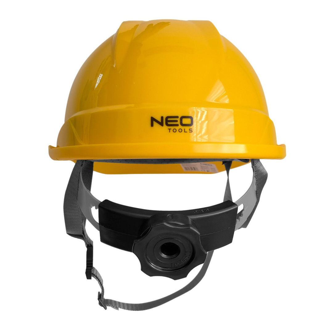 Pramoninis šalmas su smakro dirželiu, geltonas 4