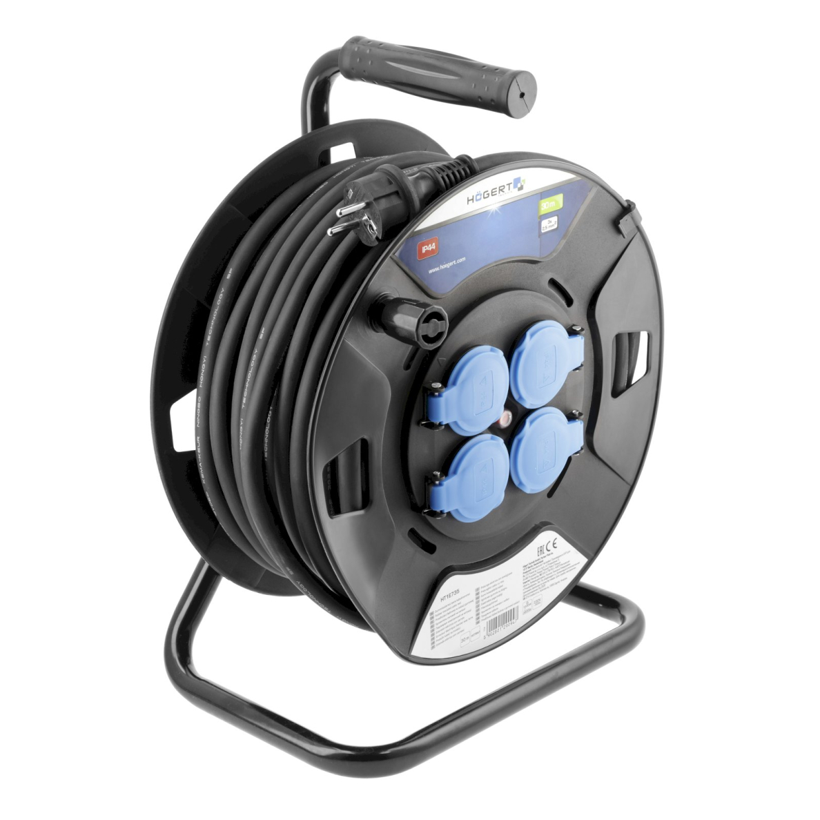 Prailgintuvas ritėje 30m ilgio / 3x2,5mm2 / IP44 / 16A HOGERT HT1E735 Prailgintuvas ritėje 30m ilgio / 3x2,5mm2 / IP44 / 16A HOGERT HT1E735