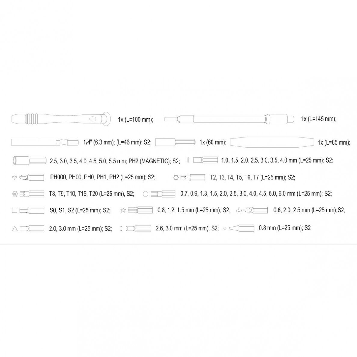 Precizinių antgalių rinkinys telefonui | 61 vnt. (YT-25760) 3 Precizinių antgalių rinkinys telefonui | 61 vnt. (YT-25760) 3