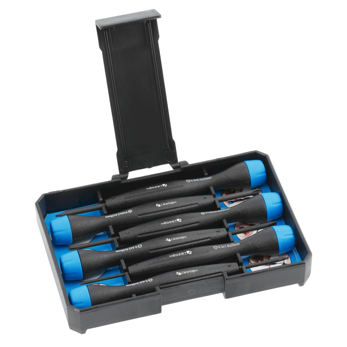 Precizinių atsuktuvų komplektas CrV / 6 dalių, HOGERT HT1S272 Precizinių atsuktuvų komplektas CrV / 6 dalių, HOGERT HT1S272