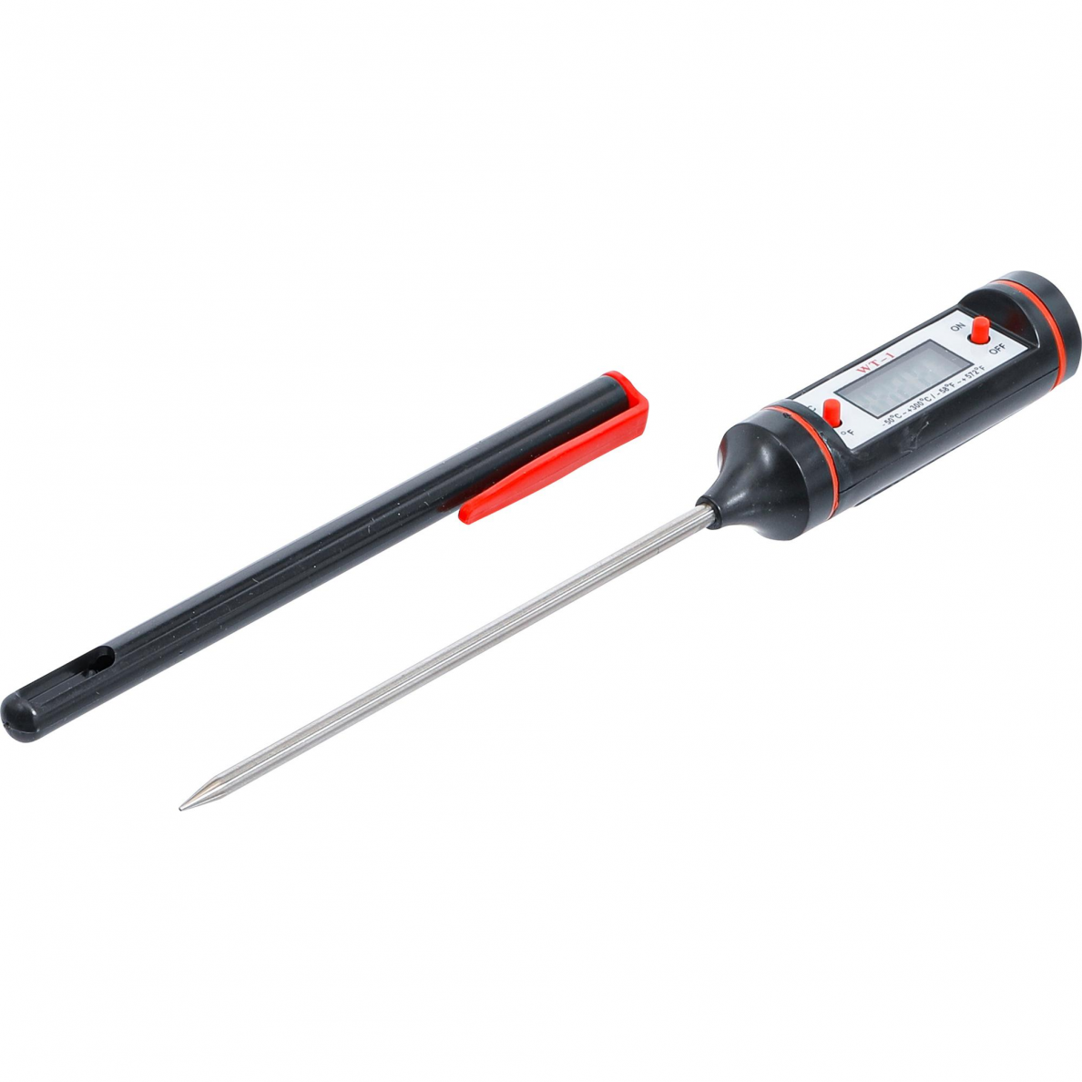 Skaitmeninis termometras su nerūdijančio plieno jutikliu BGS-technic, 125 mm Skaitmeninis termometras su nerūdijančio plieno jutikliu BGS-technic, 125 mm