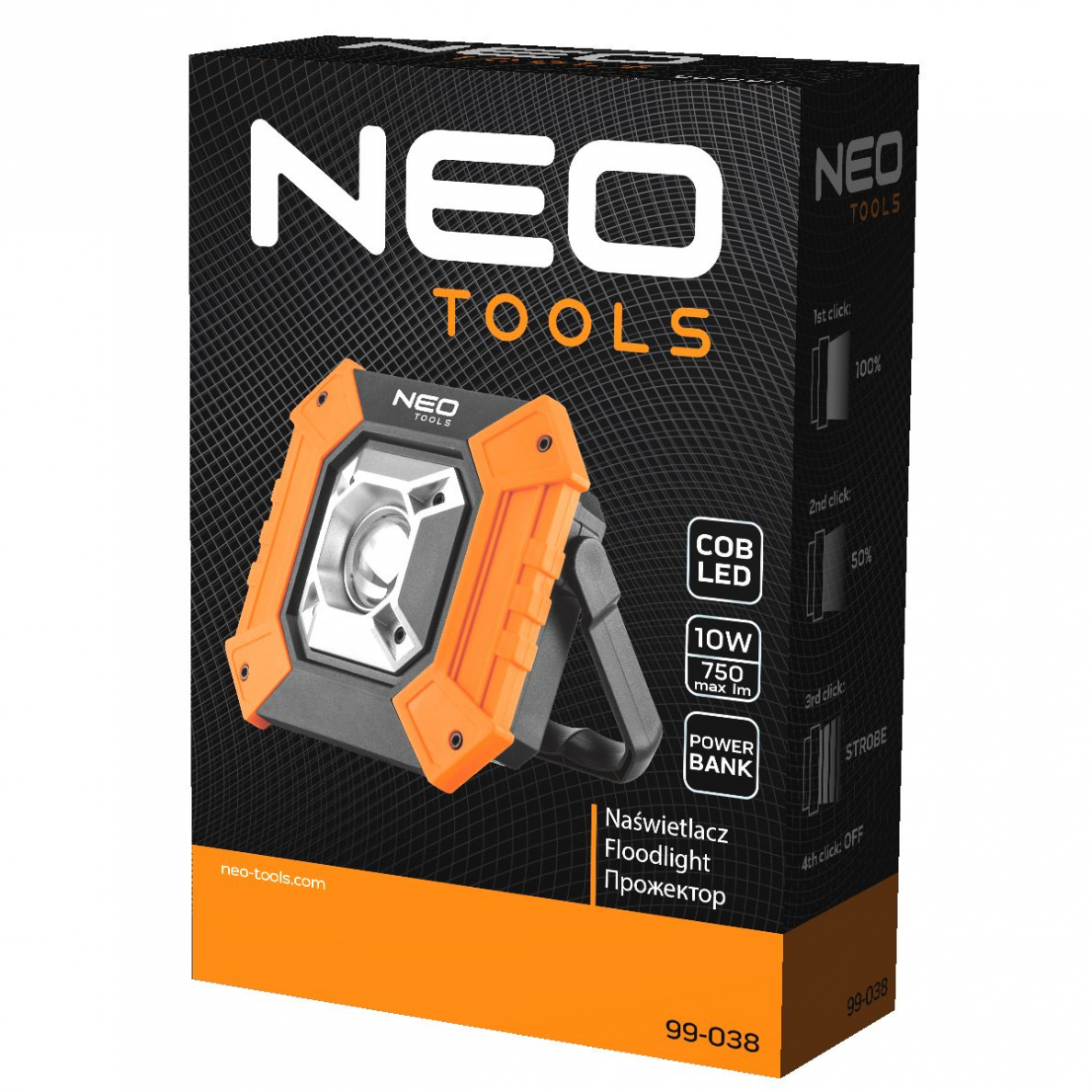 Prožektorius Neo tools COB, 750lm 3xAA 3
