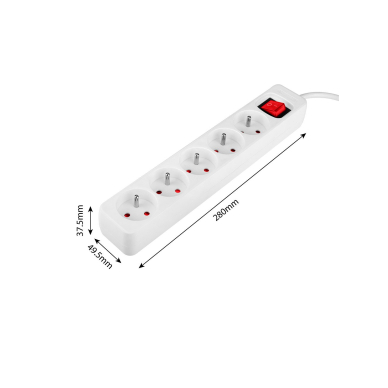 Prailginamasis laidas 3m, 3x1,5mm2, 5G, baltas, ON/OFF 7