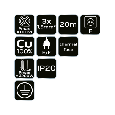 Prailginimo kabelio ritė 20m, 3x1,5mm2 7 Prailginimo kabelio ritė 20m, 3x1,5mm2 7