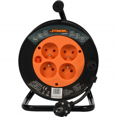 Prailgintuvas su įžeminimu, Sthor, 4 lizdai, 15 m 1 Prailgintuvas su įžeminimu, Sthor, 4 lizdai, 15 m 1