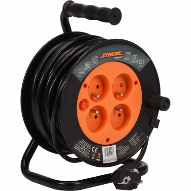 Prailgintuvas su įžeminimu, Sthor, 4 lizdai, 15 m Prailgintuvas su įžeminimu, Sthor, 4 lizdai, 15 m