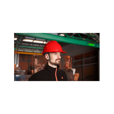 Pramoninis šalmas su dirželiu ant smakro, raudonas 1 Pramoninis šalmas su dirželiu ant smakro, raudonas 1