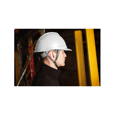 Pramoninis šalmas su smakro dirželiu, baltas 2