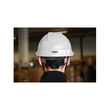 Pramoninis šalmas su smakro dirželiu, baltas 3