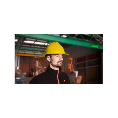 Pramoninis šalmas su smakro dirželiu, geltonas 1 Pramoninis šalmas su smakro dirželiu, geltonas 1