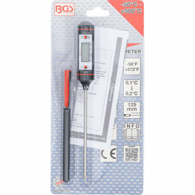 Skaitmeninis termometras su nerūdijančio plieno jutikliu BGS-technic, 125 mm 3 Skaitmeninis termometras su nerūdijančio plieno jutikliu BGS-technic, 125 mm 3