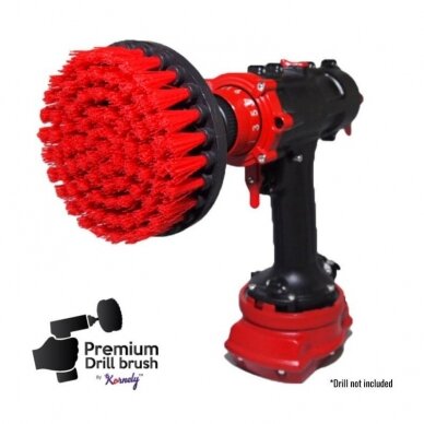Profesionalus valymo šepetys NEMO Premium Drill Brush - kietas, raudonas, 13 cm 1