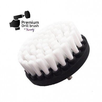 Profesionalus valymo šepetys Premium Drill Brush - ypač minkštas, baltas, 10 cm