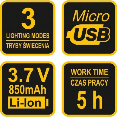 Prožektorius dedamas ant galvos XPE CREE 3W 4 SMD LED Li-Ion AKU USB (88677) 6 Prožektorius dedamas ant galvos XPE CREE 3W 4 SMD LED Li-Ion AKU USB (88677) 6