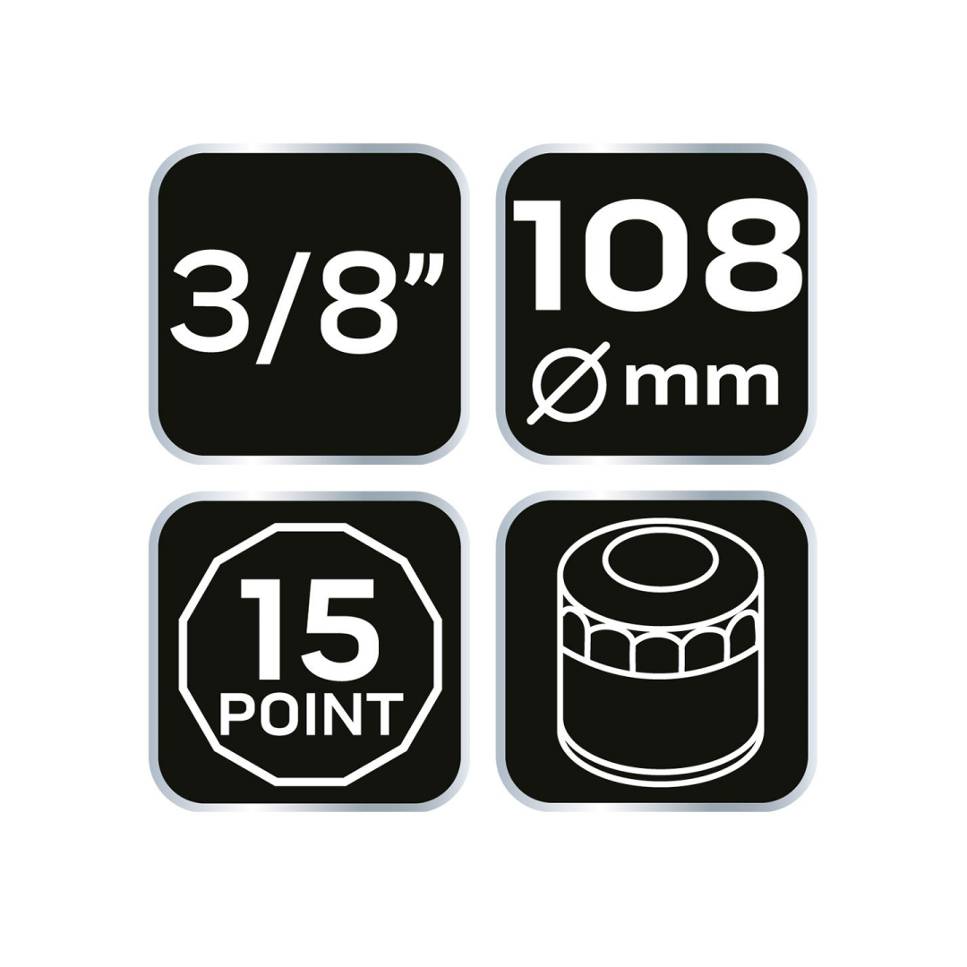 Puodelio tipo alyvos filtro veržliaraktis 108 mm, 15-taškų 7 Puodelio tipo alyvos filtro veržliaraktis 108 mm, 15-taškų 7