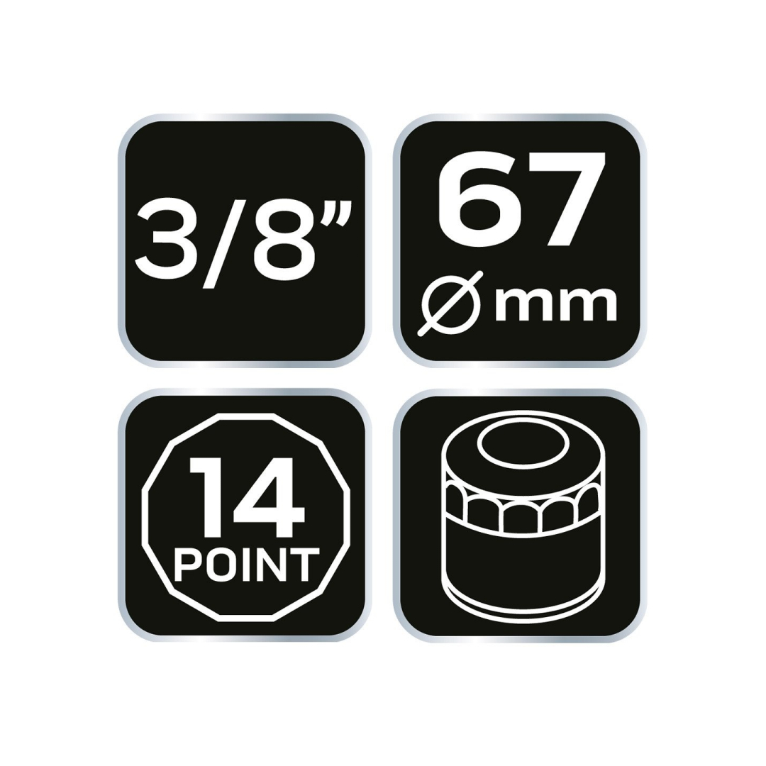 Puodelio tipo alyvos filtro veržliaraktis 67 mm, 14-taškų 7 Puodelio tipo alyvos filtro veržliaraktis 67 mm, 14-taškų 7