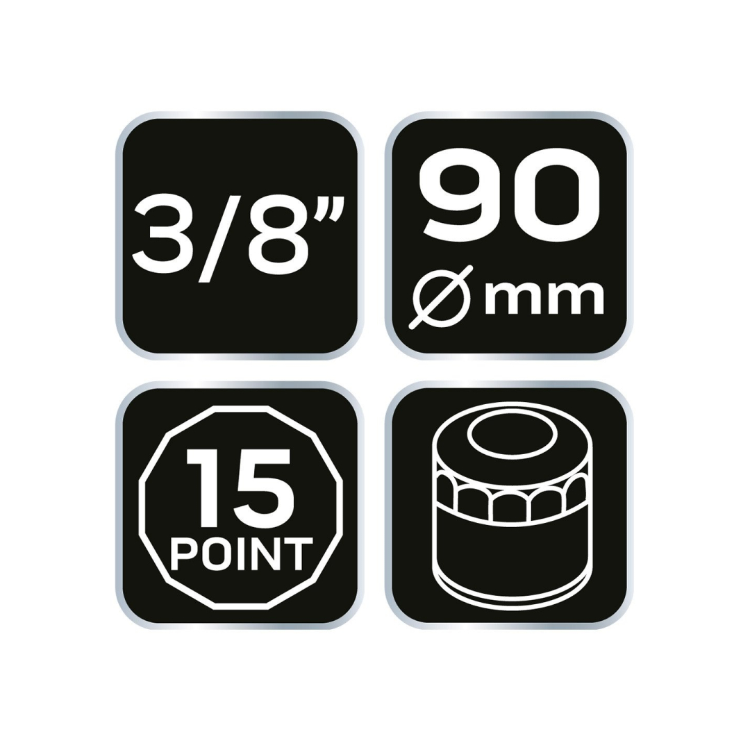 Puodelio tipo alyvos filtro veržliaraktis 90 mm, 15-taškų 7 Puodelio tipo alyvos filtro veržliaraktis 90 mm, 15-taškų 7