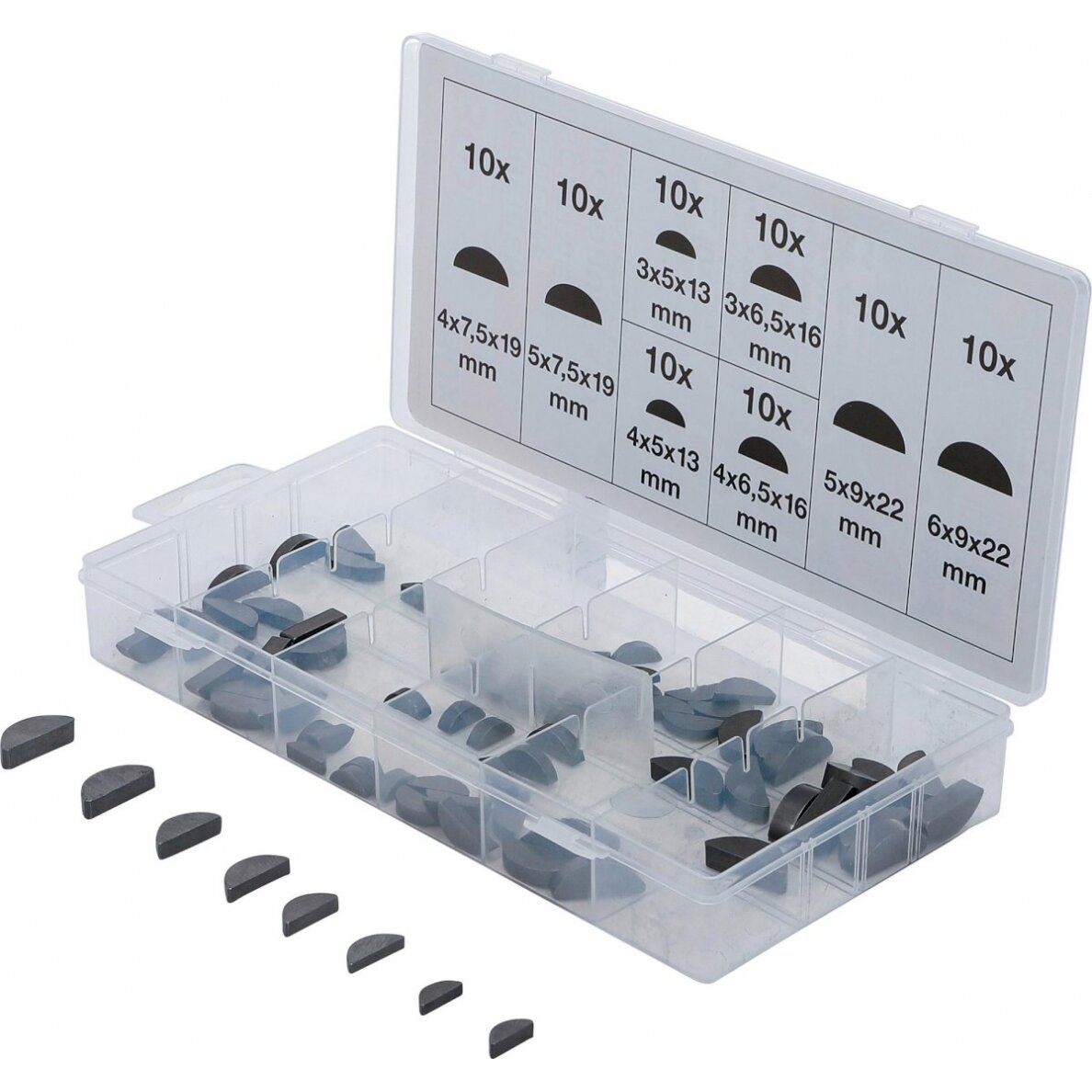Pusmėnulių  (Woodruff key) asortimentas | 80 vnt. (8117) Pusmėnulių  (Woodruff key) asortimentas | 80 vnt. (8117)