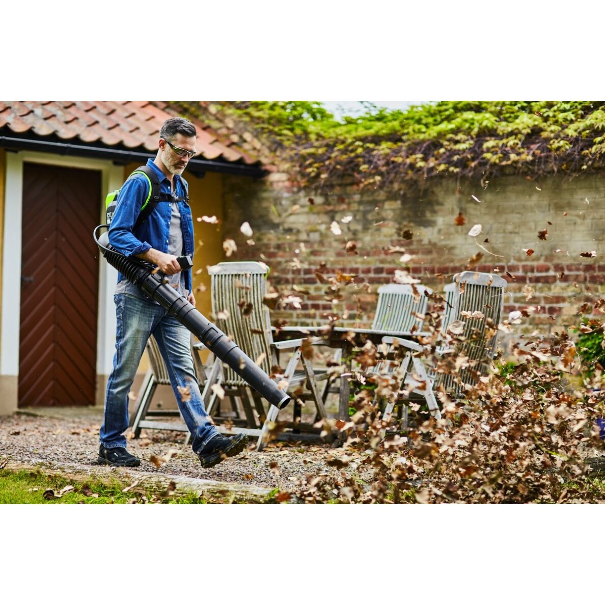 Akumuliatorinis lapų pūstuvas - kuprinė Greenworks GD60BPB, 60 V, (tik įrankis) 4