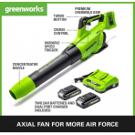 Akumuliatorinis lapų pūstuvas Greenworks gd24x2abk2x, 48V (2X24V)