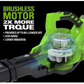 Akumuliatorinis lapų pūstuvas / siurblys Greenworks GD40BV, 40 V, (tik įrankis)
