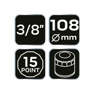 Puodelio tipo alyvos filtro veržliaraktis 108 mm, 15-taškų 7 Puodelio tipo alyvos filtro veržliaraktis 108 mm, 15-taškų 7