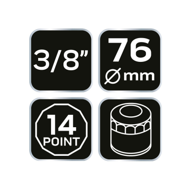 Puodelio tipo alyvos filtro veržliaraktis 76 mm, 14-taškų 7 Puodelio tipo alyvos filtro veržliaraktis 76 mm, 14-taškų 7