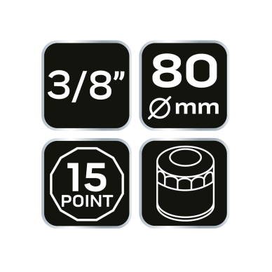 Puodelio tipo alyvos filtro veržliaraktis 80 mm, 15-taškų 7 Puodelio tipo alyvos filtro veržliaraktis 80 mm, 15-taškų 7