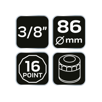 Puodelio tipo alyvos filtro veržliaraktis 86 mm, 16-taškų 7 Puodelio tipo alyvos filtro veržliaraktis 86 mm, 16-taškų 7