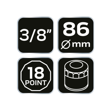 Puodelio tipo alyvos filtro veržliaraktis 86 mm, 18-taškų 7 Puodelio tipo alyvos filtro veržliaraktis 86 mm, 18-taškų 7