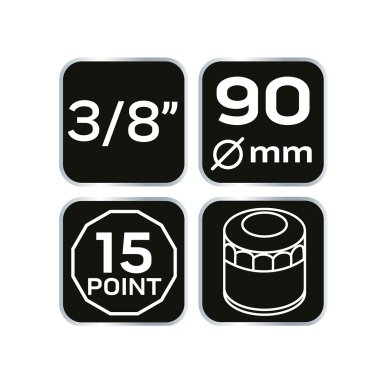 Puodelio tipo alyvos filtro veržliaraktis 90 mm, 15-taškų 7 Puodelio tipo alyvos filtro veržliaraktis 90 mm, 15-taškų 7